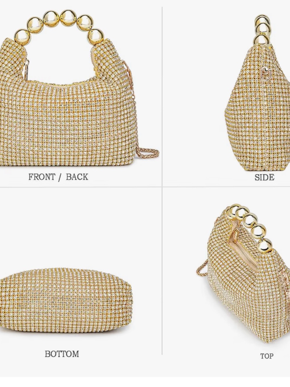 Sparkling Gold Rhinestone Evening Handbag - Picture 2 of 2